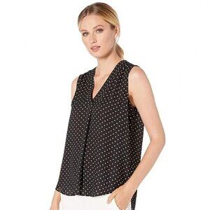 🆕 VINCE CAMUTO Sleeveless V-Neck Blouse Black and white size small